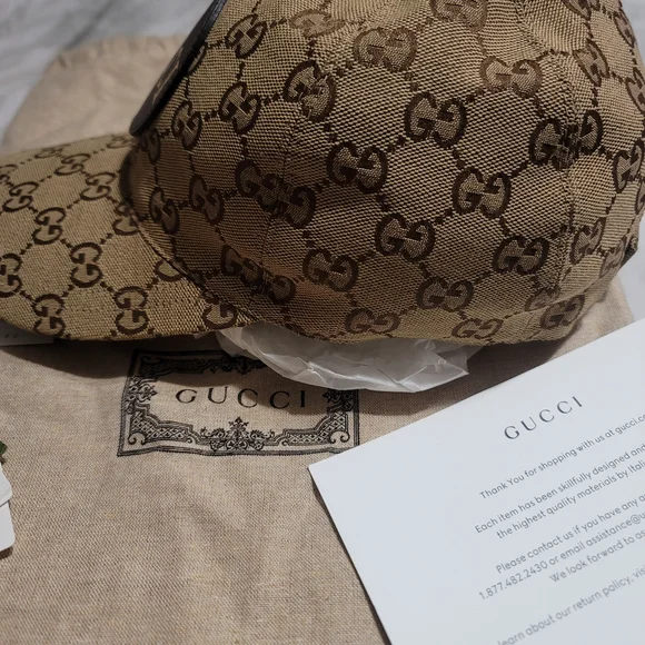 Gucci Brown/Beige GG Canvas Logo Baseball Cap (100% Authentic) - Picture 3 of 4
